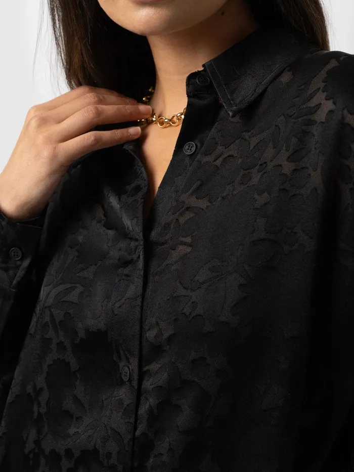 Saint And Sofia Blouses and Shirts Women Boyfriend Shirt 8211 Black Burnout Black Burnout