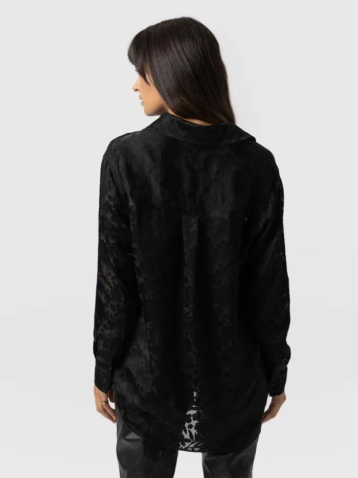 Saint And Sofia Blouses and Shirts Women Boyfriend Shirt 8211 Black Burnout Black Burnout