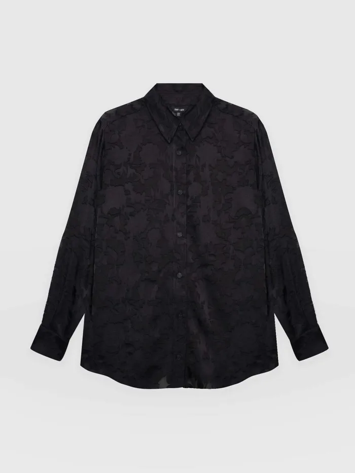 Saint And Sofia Blouses and Shirts Women Boyfriend Shirt 8211 Black Burnout Black Burnout