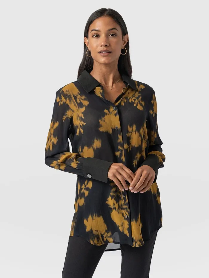 Saint And Sofia Blouses and Shirts Women Madison Shirt 8211 Yellow Fade Floral Yellow Fade Floral