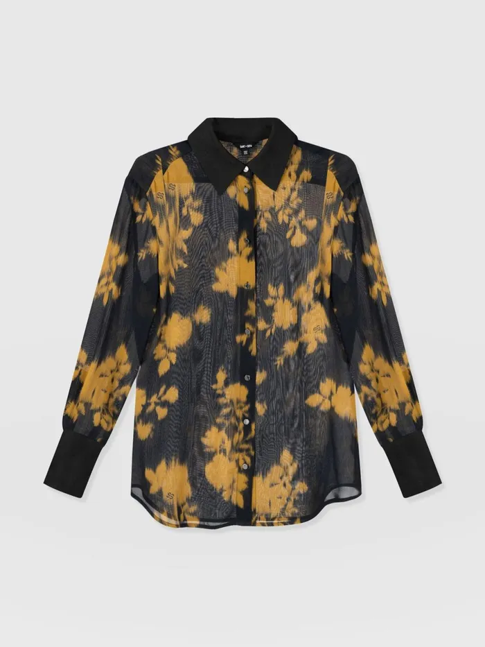 Saint And Sofia Blouses and Shirts Women Madison Shirt 8211 Yellow Fade Floral Yellow Fade Floral