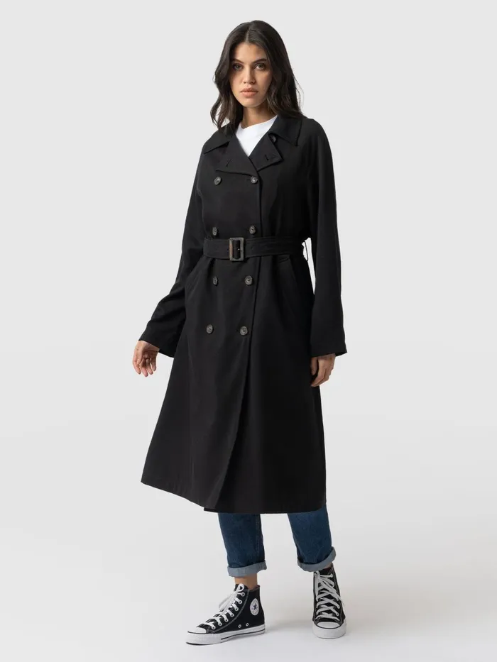 Saint And Sofia Coats and Jackets Women Marion Double Breasted Trench 8211 Black Black Saint And Sofia Coats and Jackets Women Marion Double Breasted Trench 8211 Black Black