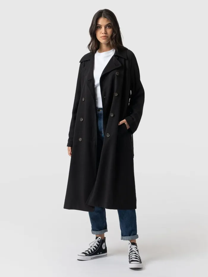 Saint And Sofia Coats and Jackets Women Marion Double Breasted Trench 8211 Black Black