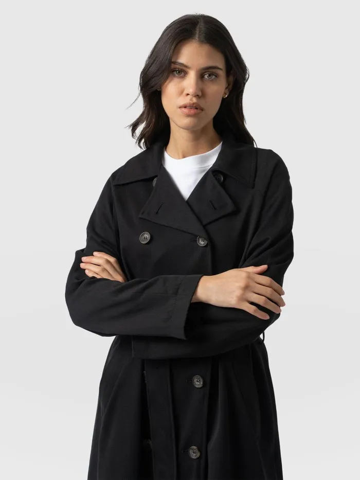 Saint And Sofia Coats and Jackets Women Marion Double Breasted Trench 8211 Black Black