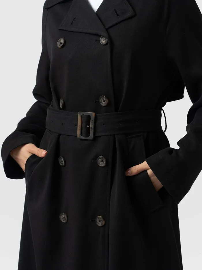 Saint And Sofia Coats and Jackets Women Marion Double Breasted Trench 8211 Black Black