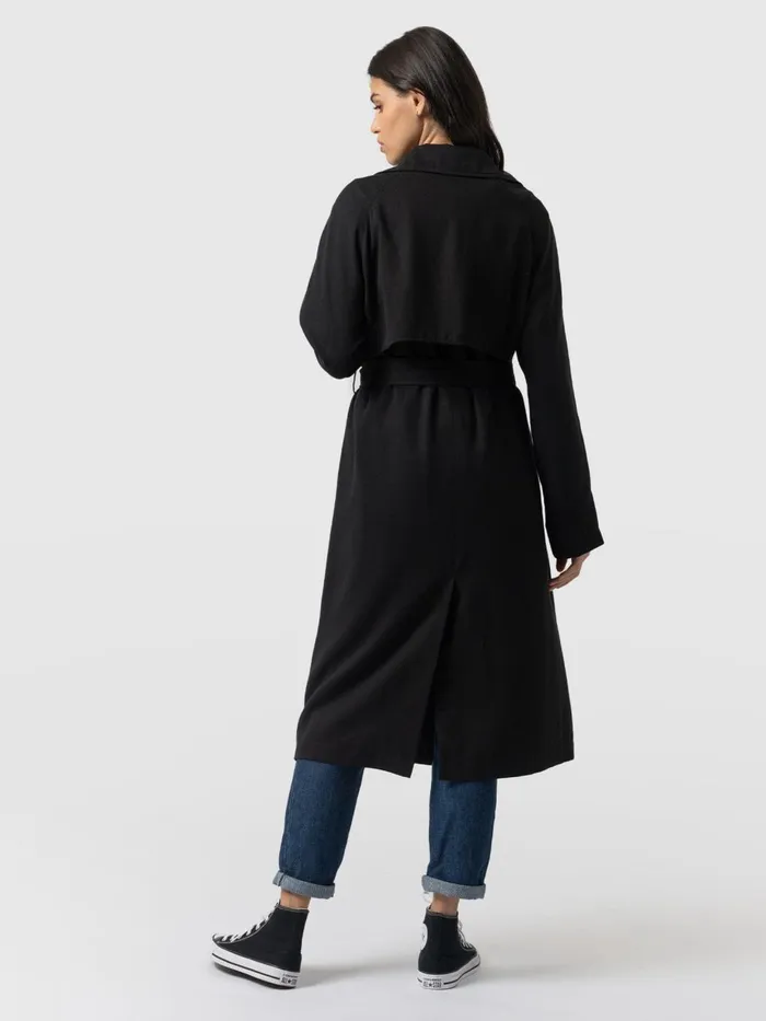 Saint And Sofia Coats and Jackets Women Marion Double Breasted Trench 8211 Black Black