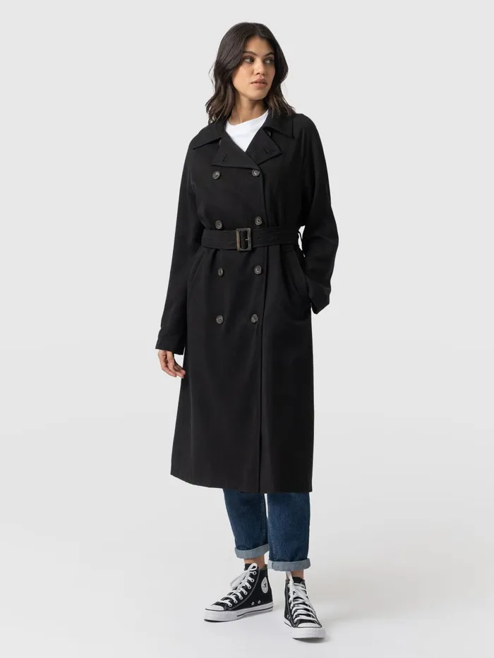Saint And Sofia Coats and Jackets Women Marion Double Breasted Trench 8211 Black Black