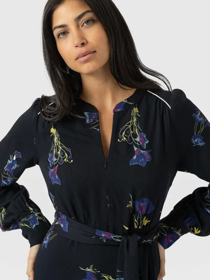Saint And Sofia Dresses Women Adaline Zip Up Dress 8211 Blue Lily Gardens Blue Lily Gardens