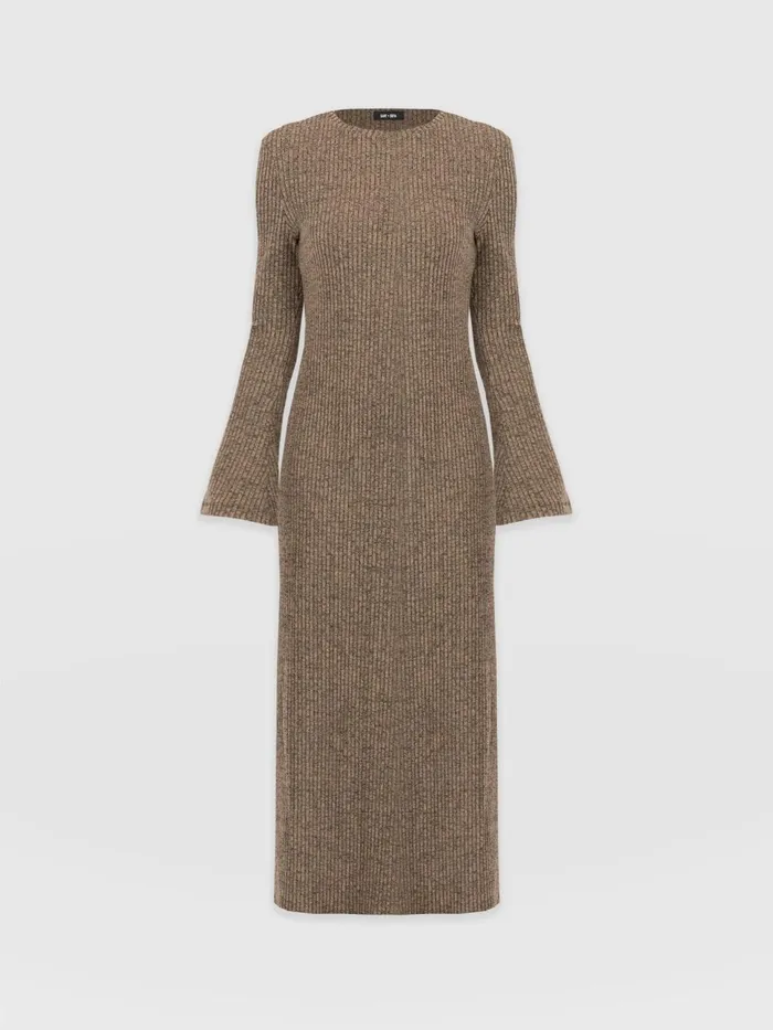 Saint And Sofia Dresses Women Callie Fluted Midi Dress 8211 Beige Beige