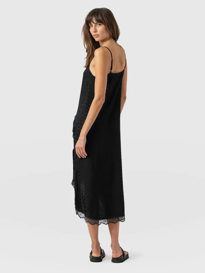 Saint And Sofia Dresses Women Harper Lace Cami Dress 8211 Black Jacquard Black Jacquard