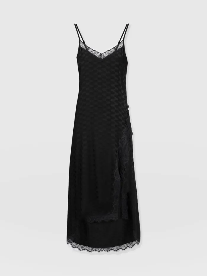 Saint And Sofia Dresses Women Harper Lace Cami Dress 8211 Black Jacquard Black Jacquard