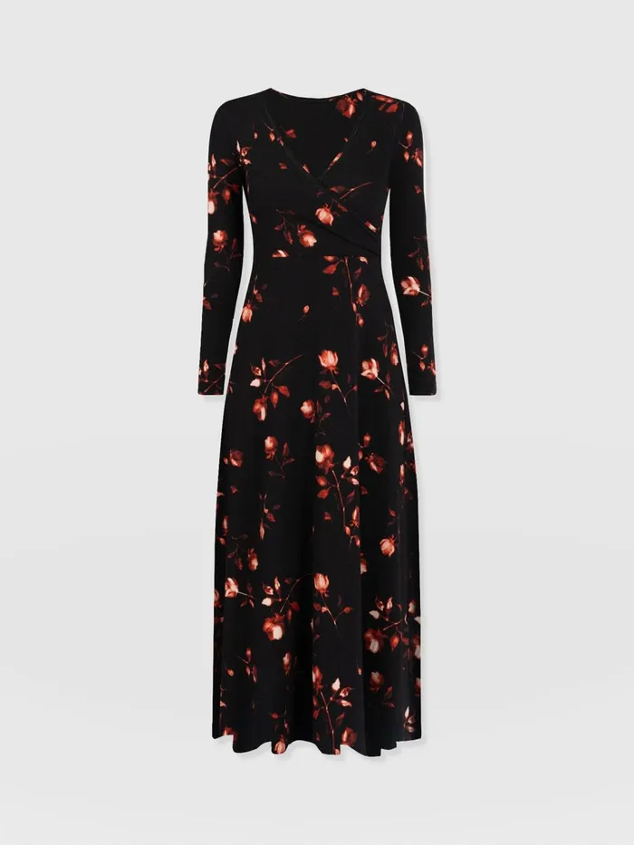 Saint And Sofia Dresses Women Maggie Wrap Midi Dress 8211 Dark Roses Dark Roses