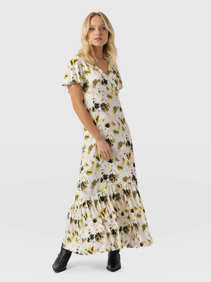 Saint And Sofia Dresses Women Primrose Dress 8211 White Daisy Floral White Daisy Floral