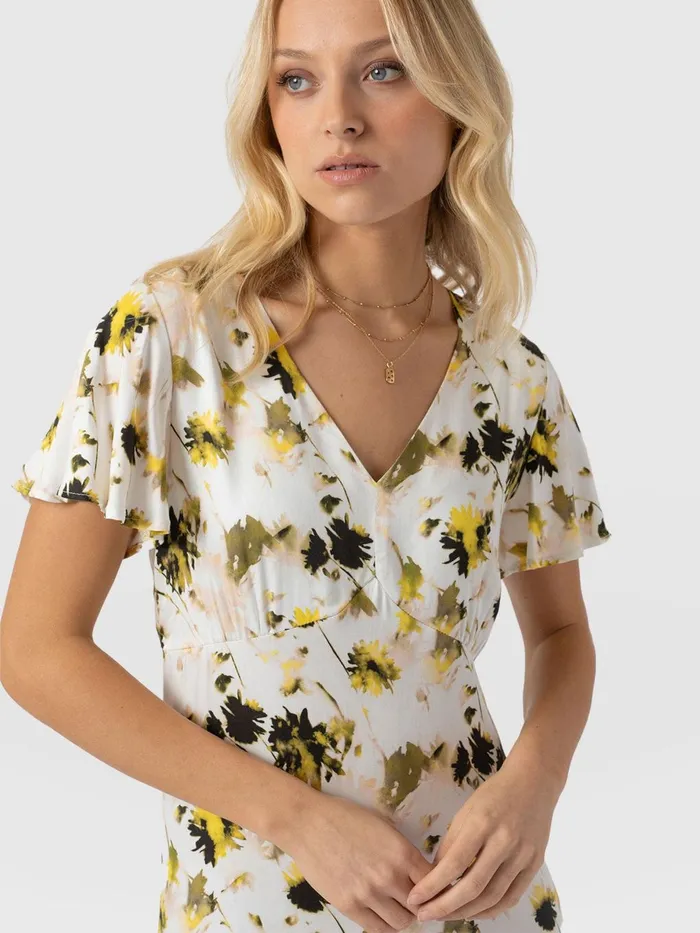 Saint And Sofia Dresses Women Primrose Dress 8211 White Daisy Floral White Daisy Floral