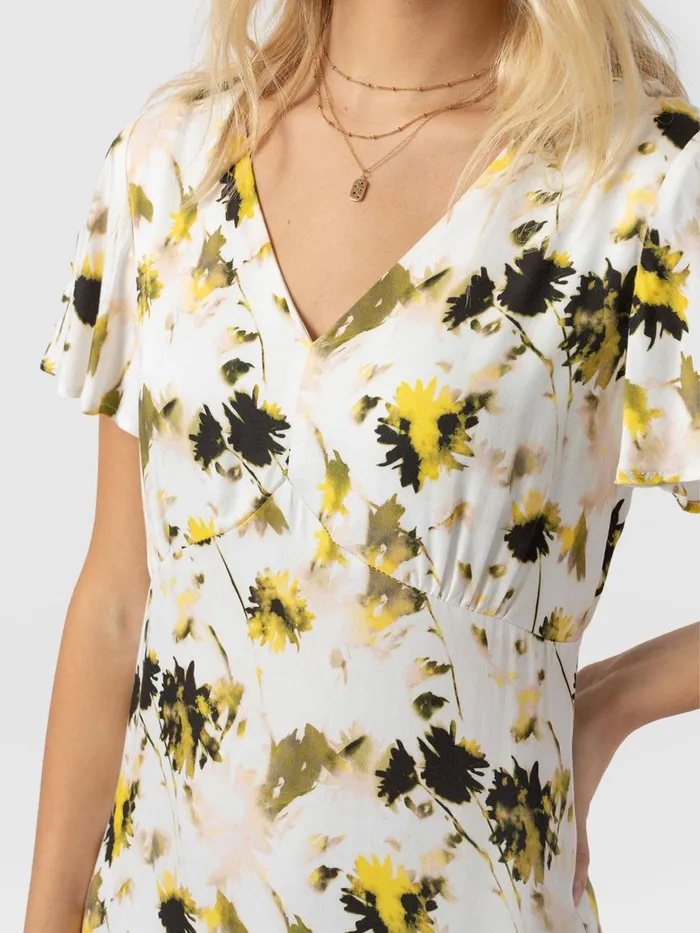 Saint And Sofia Dresses Women Primrose Dress 8211 White Daisy Floral White Daisy Floral