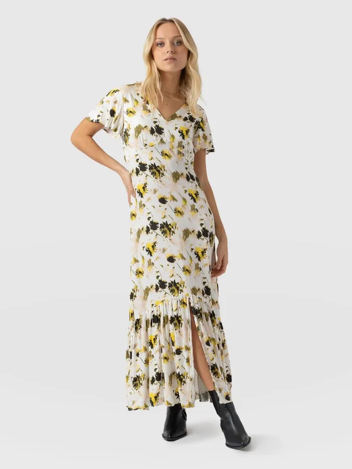 Saint And Sofia Dresses Women Primrose Dress 8211 White Daisy Floral White Daisy Floral