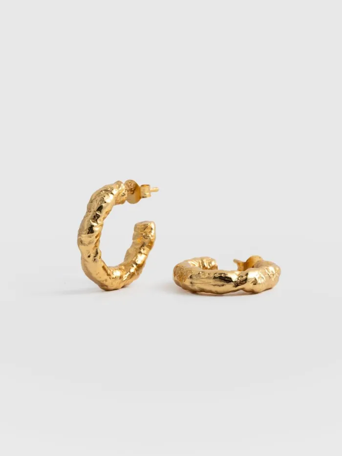 Saint And Sofia Earrings Women Molten Hoop Earrings 8211 Gold Gold