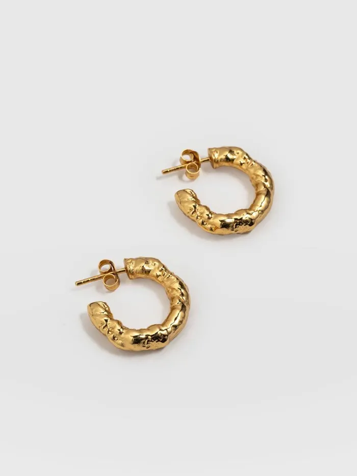 Saint And Sofia Earrings Women Molten Hoop Earrings 8211 Gold Gold