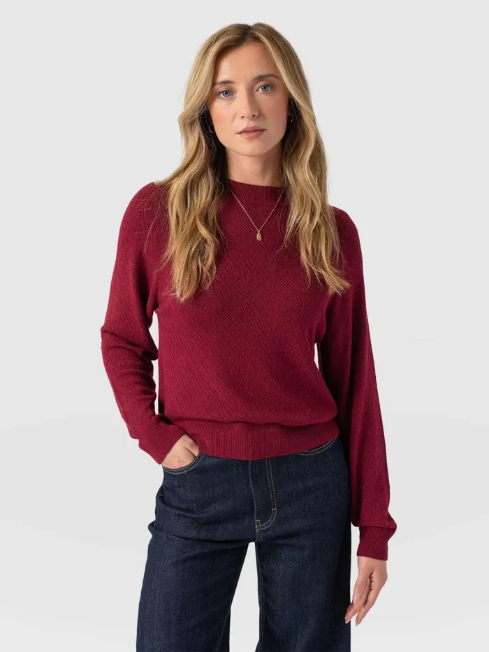 Saint And Sofia Knitwear Women Diamond Knit Sweater 8211 Deep Pink Deep Pink