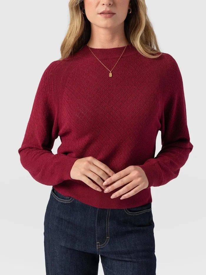 Saint And Sofia Knitwear Women Diamond Knit Sweater 8211 Deep Pink Deep Pink