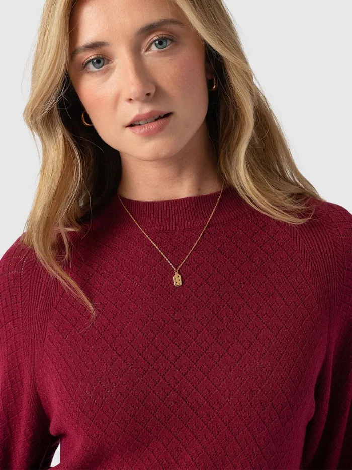 Saint And Sofia Knitwear Women Diamond Knit Sweater 8211 Deep Pink Deep Pink