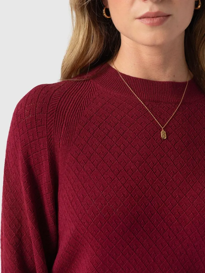 Saint And Sofia Knitwear Women Diamond Knit Sweater 8211 Deep Pink Deep Pink