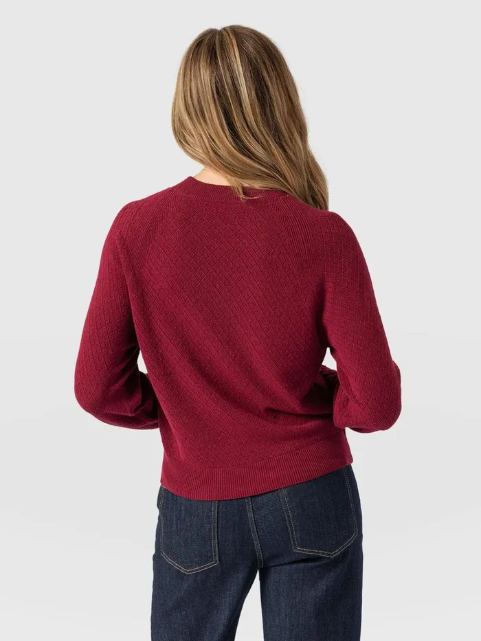 Saint And Sofia Knitwear Women Diamond Knit Sweater 8211 Deep Pink Deep Pink