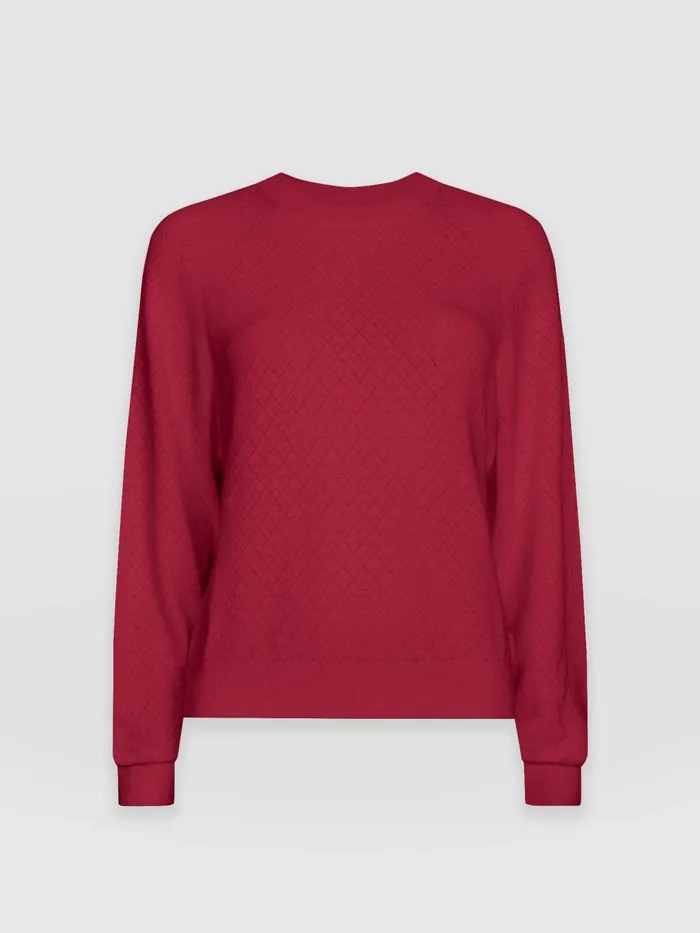 Saint And Sofia Knitwear Women Diamond Knit Sweater 8211 Deep Pink Deep Pink