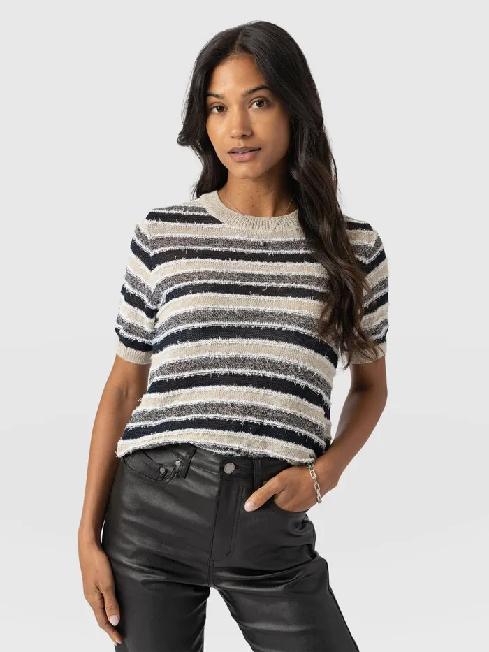 Saint And Sofia Knitwear Women Fearne Knit Tee 8211 Blue Stripe Blue Stripe
