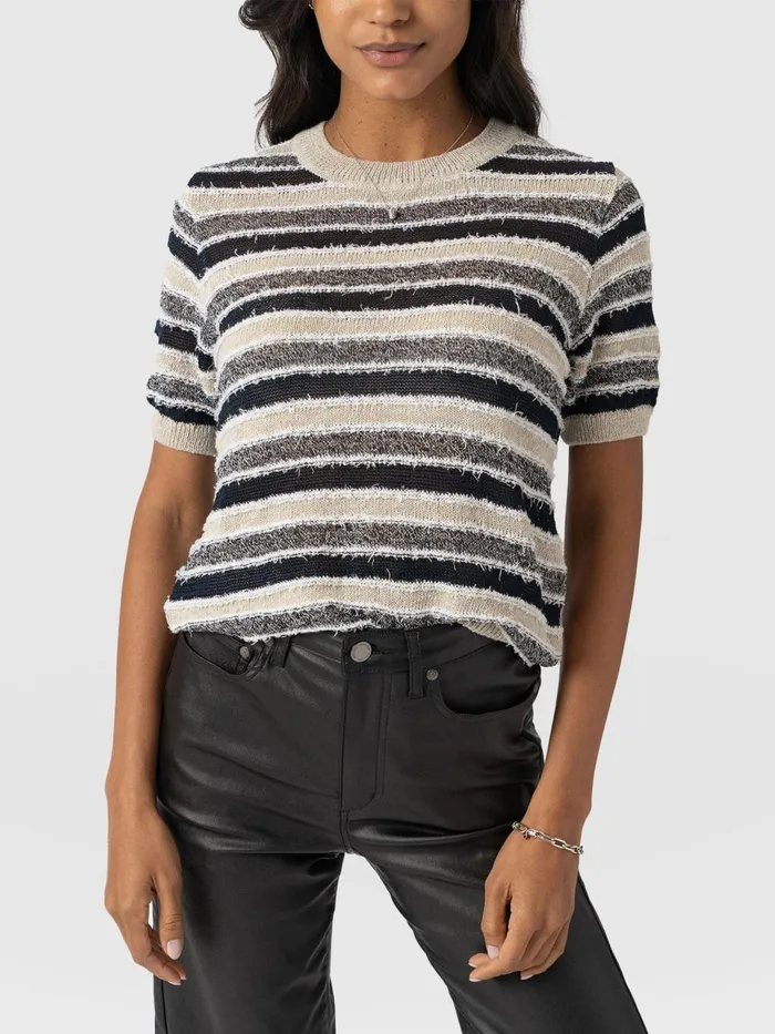 Saint And Sofia Knitwear Women Fearne Knit Tee 8211 Blue Stripe Blue Stripe