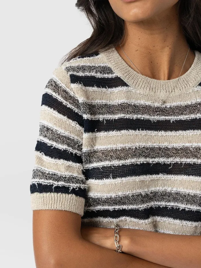 Saint And Sofia Knitwear Women Fearne Knit Tee 8211 Blue Stripe Blue Stripe