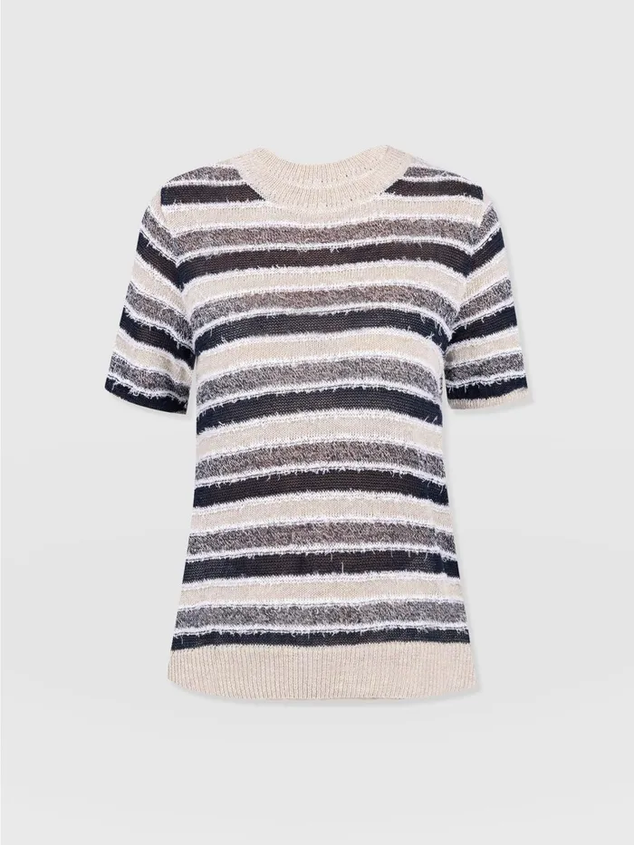Saint And Sofia Knitwear Women Fearne Knit Tee 8211 Blue Stripe Blue Stripe