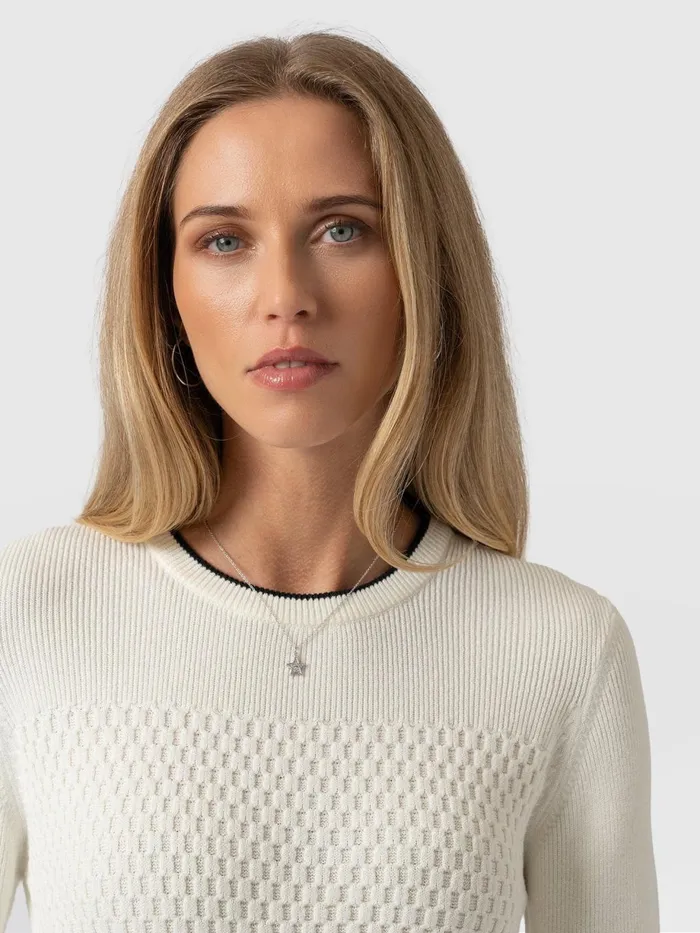 Saint And Sofia Knitwear Women Honeycomb Rib Sweater 8211 Cream Cream