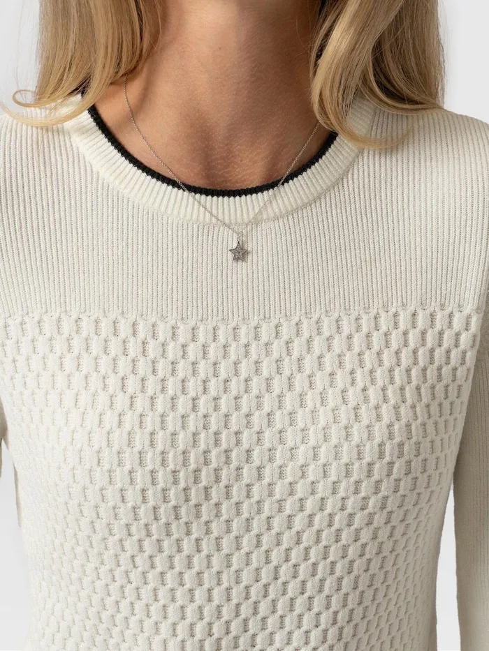Saint And Sofia Knitwear Women Honeycomb Rib Sweater 8211 Cream Cream