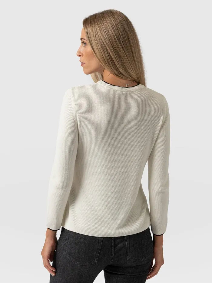 Saint And Sofia Knitwear Women Honeycomb Rib Sweater 8211 Cream Cream