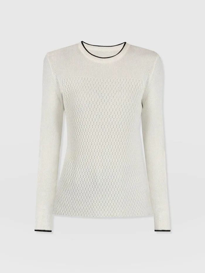 Saint And Sofia Knitwear Women Honeycomb Rib Sweater 8211 Cream Cream