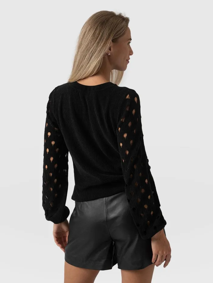 Saint And Sofia Knitwear Women Suki Lace Hole Knit 8211 Black Black