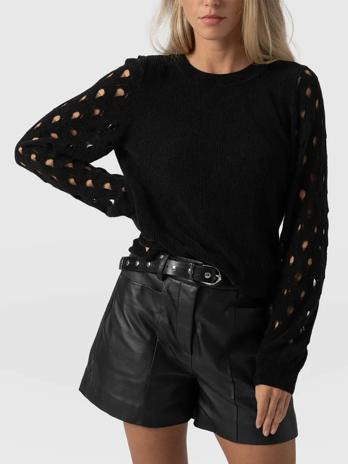 Saint And Sofia Knitwear Women Suki Lace Hole Knit 8211 Black Black