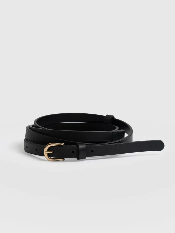 Saint And Sofia Leather Belts Women Axel Double Skinny Belt 8211 Black Black