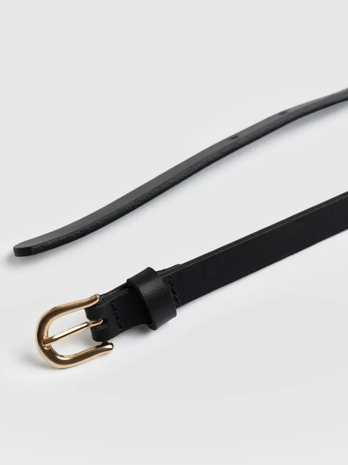 Saint And Sofia Leather Belts Women Axel Double Skinny Belt 8211 Black Black