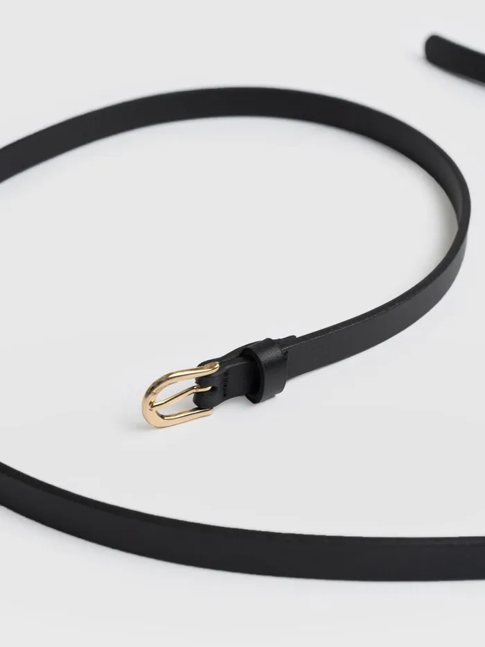 Saint And Sofia Leather Belts Women Axel Double Skinny Belt 8211 Black Black