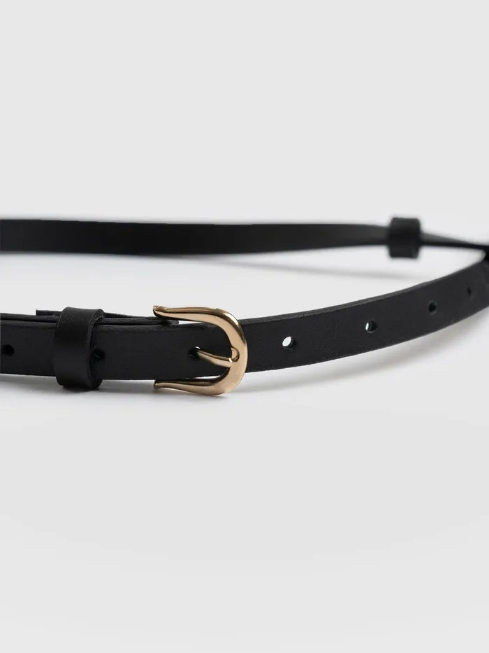 Saint And Sofia Leather Belts Women Axel Double Skinny Belt 8211 Black Black
