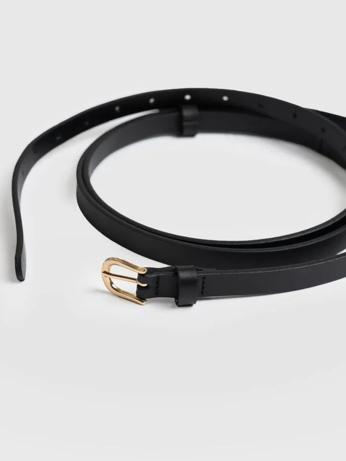 Saint And Sofia Leather Belts Women Axel Double Skinny Belt 8211 Black Black