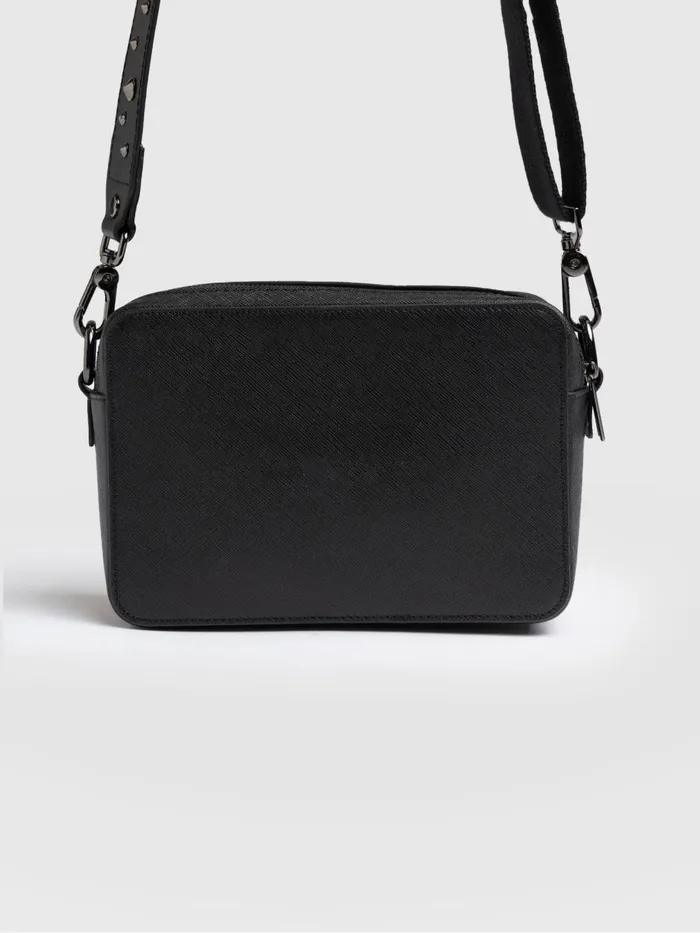 Saint And Sofia Leather Women Cross Body Bag 8211 Black Studded Black Studded