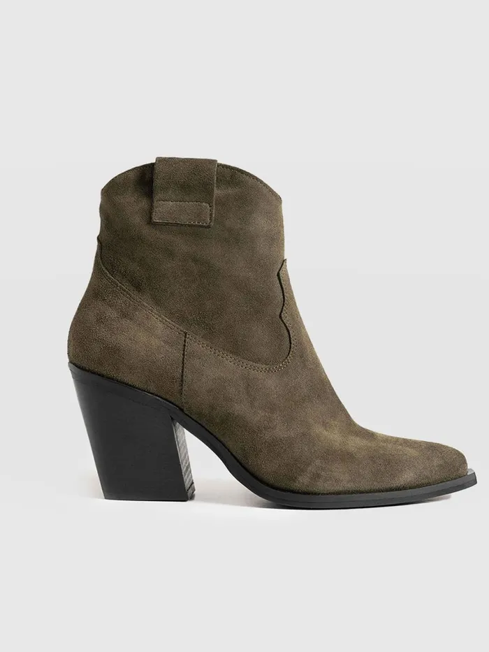Saint And Sofia Leather Women Dallas Mid Boot 8211 Khaki Khaki