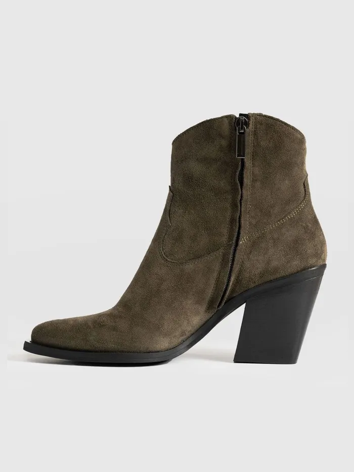 Saint And Sofia Leather Women Dallas Mid Boot 8211 Khaki Khaki