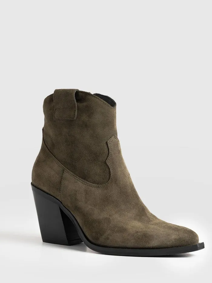 Saint And Sofia Leather Women Dallas Mid Boot 8211 Khaki Khaki