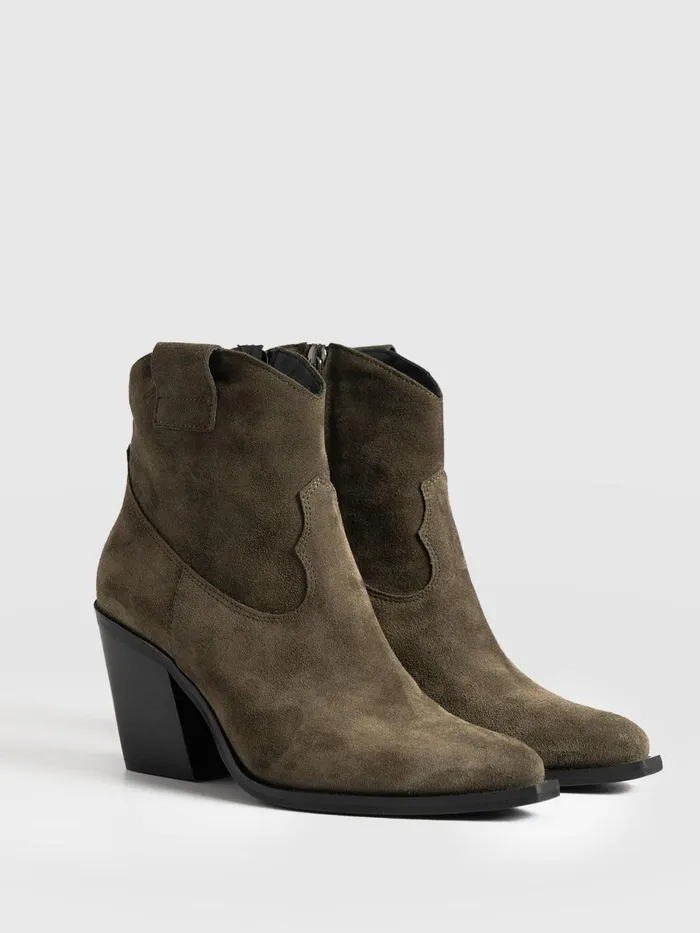 Saint And Sofia Leather Women Dallas Mid Boot 8211 Khaki Khaki