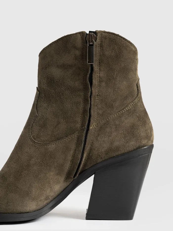 Saint And Sofia Leather Women Dallas Mid Boot 8211 Khaki Khaki