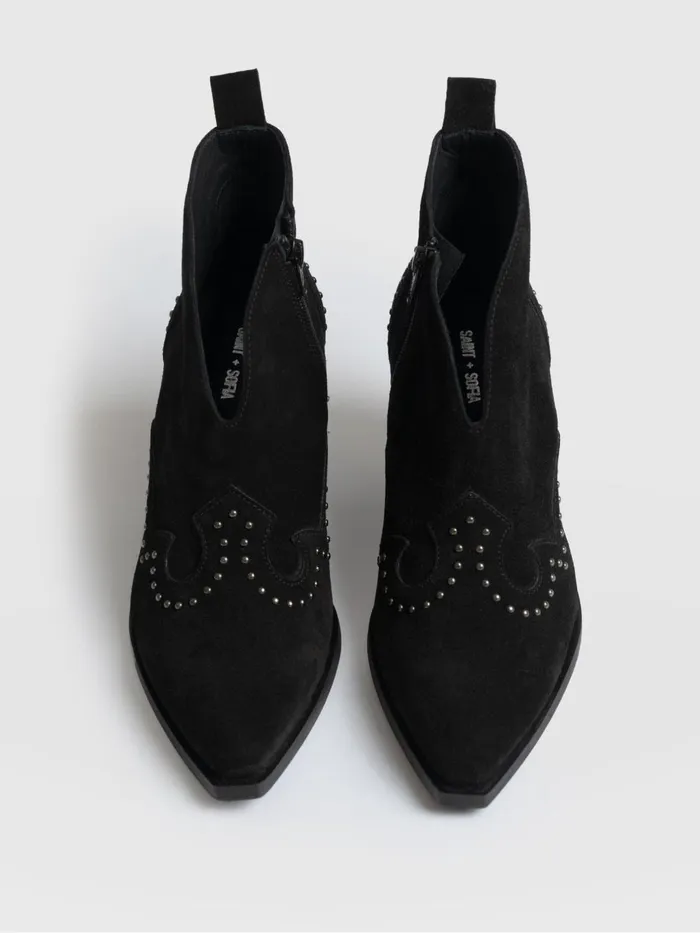 Saint And Sofia Leather Women Dallas Studded Ankle Boot 8211 Black Black